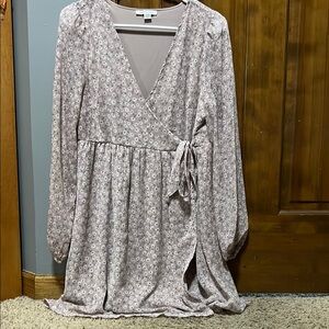 *American Eagle Light Pink Floral Wrap Dress